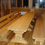 Мебель из бревен. Мебель деревянная садовая. фото