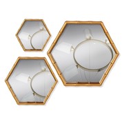 Набор настенных зеркал 'Бамбук', зеркальная поверхность 26 x 30 /19,7 x 22,5 /13 x 15 см, цвет золотистый фото