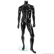 Манекен мужской, скульпутрный, без головы, для одежды в полный рост, цвет черный глянец, стоячий прямо. MD-Smart (headless) Pose 01-02G фото