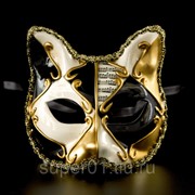 Детская венецианская маска с кошачьми ушками (черная) фото
