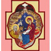 Икона в кресте “Рождетво Христово“- дизайн для машинной вышивки фото