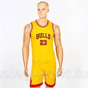 Форма баскетбольная подростковая NBA BULLS 23 (PL, р-р M-XL, желтый-красный) фото