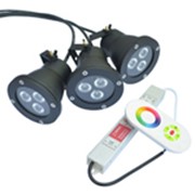 Комплект светодиодных светильников для подводной подсветки M-TEK KIT-3-A3L-RGB (3 светильника + контроллер и блок питания, 12 В, многоцветный) фото