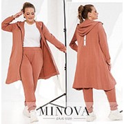 Спортивный костюм женский терракотовый с удлиненной кофтой (5 цветов) ОМ/-181076 фото