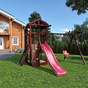 Деревянная детская площадка Панда Фани Форт с сеткой фото