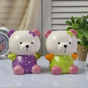 Копилка керамика “Мишка в комбинезоне в горох“ МИКС 15х11х10 см фото