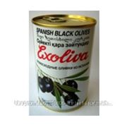 Маслини Exoliva Экстра черные с косточкой 425мл фотография
