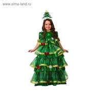 Карнавальный костюм «Ёлочка-Царица», платье, ободок, размер 30, рост 116 см фото
