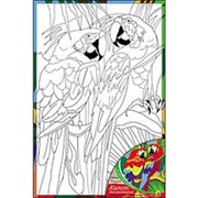 Набор для творчества Холст для рисования с красками “Попугаи“ 20*30см фотография