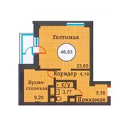 ЖК "Лея-Север" 1 ком. квартира 46 м2, по ул. Кошкарбаева/Кордай