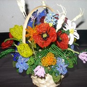 Букет полевых цветов из бисера. фото
