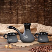 Кофейный набор "Coffee", 3 предмета, чёрный, матовый, керамика, 0.65/0.2 л