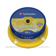Verbatim 43489 Диск DVD+RW 4.7ГБ, 4x, 25шт., Cake Box (арт. DVD+RWC025/V4+) фото