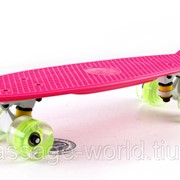 Скейтборд пластиковый Penny LED WHEELS FISH 22in со светящимися колесами (роз-бел-сал) фотография