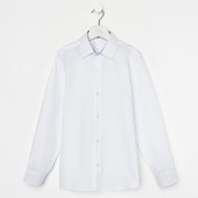 Школьная рубашка для мальчика, цвет белый/клетка, рост 116-122 см фотография