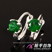 Серьги позолоченные “Яркий зеленый камень“ 524265(3) фото