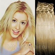 Славянские волосы на заколках 60см (22-золотистый блондин) фотография