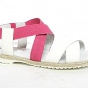 Текстильные бело-розовые сандалии Keddo фото