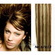 Славянские волосы Hair Talk (One Touch) Набор 40 прядей. Длина 50 см. — брюнет/блонд. оттенок №6/613 фото