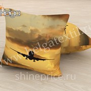 Самолет на закате арт.ТФП3007 (45х45-1шт) фотоподушка (подушка Габардин ТФП) фото