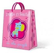 Paw JUNGLE LITTLE FRIENDS PINK Пакет подарочный “Маленькие друзья“, фон розовый, 20x25x10см фото