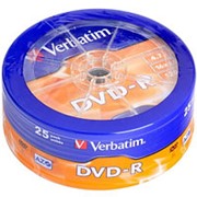 Оптический диск DVD-R 4.7 Гб Verbatim в обтяжке 25шт. фотография