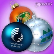 Новогодние ёлочные шарики с логотипом. фото