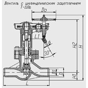 Т-110б - клапан запорный (вентиль) с цилиндр. зацеплением фотография