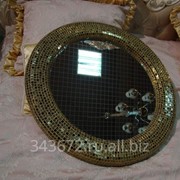 Зеркало в мозаичной раме, золотой объем фото