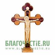 Полоцкая церковная мастерская Крест деревянный с распятием на подставке 22 см фотография