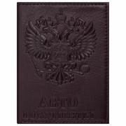 Обложка для автодокументов натуральная кожа “Virginia“, “Герб“, бордовая, BRAUBERG, 237207 фото