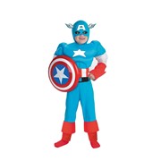 Карнавальный костюм для детей Disguise Капитан Америка с мускулами Люкс детский, M (7-8 лет) фото