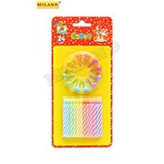 Свечи для торта с подставками “Цветное ассорти“, 24 шт., Миленд, картон. уп., европодвес, С-0466 фото