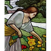 Фрагмент росписи “Девушка собирающая цветы” фото