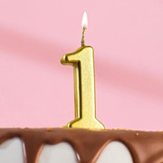 Свеча в торт на шпажке, цифра 1, золотой, 4.5х2.5 см