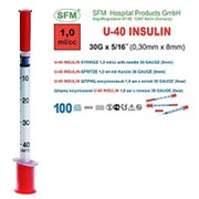 Шприц инсулиновый 1,0 мл U-40 с интегрированной иглой (10 шт./упак.) фото