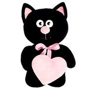 Мягкая игрушка «Котик с сердцем», цвет чёрный, 30 см фотография