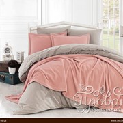 Постельное белье с покрывалом Hobby Home Collection NATURAL хлопковый поплин персиковый 1,5 спальный фото