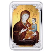 Икона Богоматери Тихвинская. Серебряная монета фото