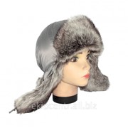 Серебристая шапка ушанка для женщины, мех Шиншилла фотография
