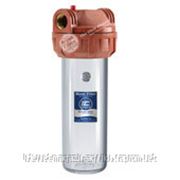 Aquafilter F10NN2PC_R - 10'' прозрачный корпус фильтра для горячей воды, 3/4'' латунные резьбы, сбросник воздуха, ключ, кронштейн, 8.6 бар фотография