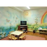 Роспись стен и потолка в детском саду фото