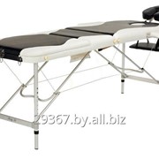 Складной 3-х секционный алюминиевый массажный стол BodyFit, бело-черный фото