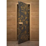Стеклянная дверь для бани и сауны Узоры фото