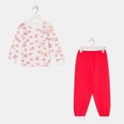 Пижама для девочки НАЧЁС, цвет белый/красный, рост 110 см фотография