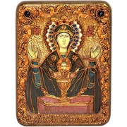 Подарочная икона Божией матери Неупиваемая чаша на мореном дубе фото
