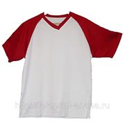Фото на футболке «Унисекс» красные рукава V-горло р.48 (L) фото