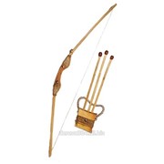 Деревянный лук. Длинна лука 1м. В комплекте чехол для стрел и три стрелы. фото