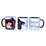 Кружка- подарок на 14 февраля синяя фото