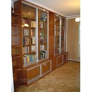 Шкаф-купе для книг встроенный на заказ с отдельными дверями снизу. фото
